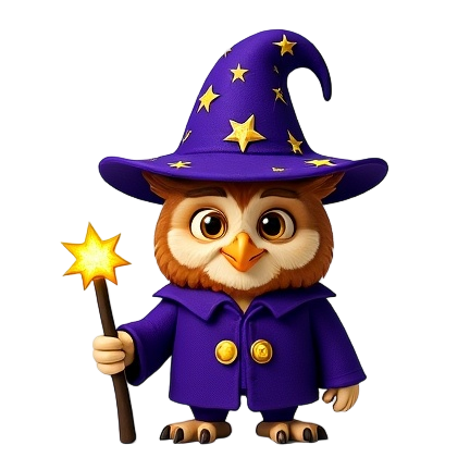 Chouette en tenue de magicien